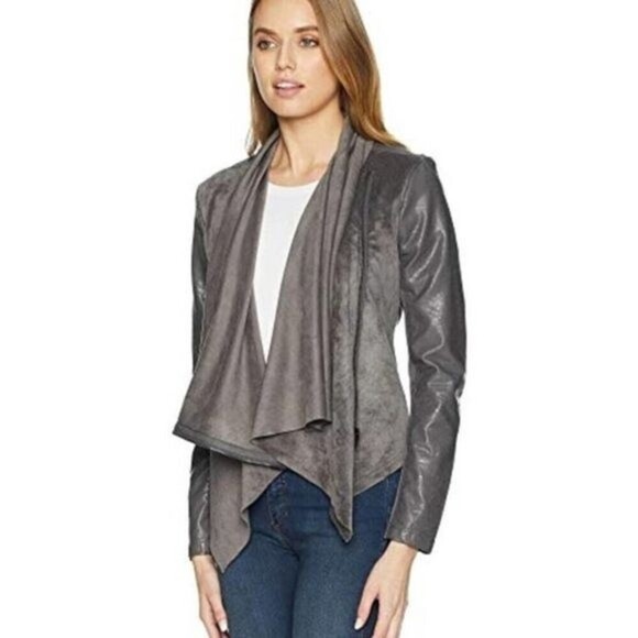 BLANKNYC Draped Faux Suede & Faux Leather Jacket  - Picture 1 of 12